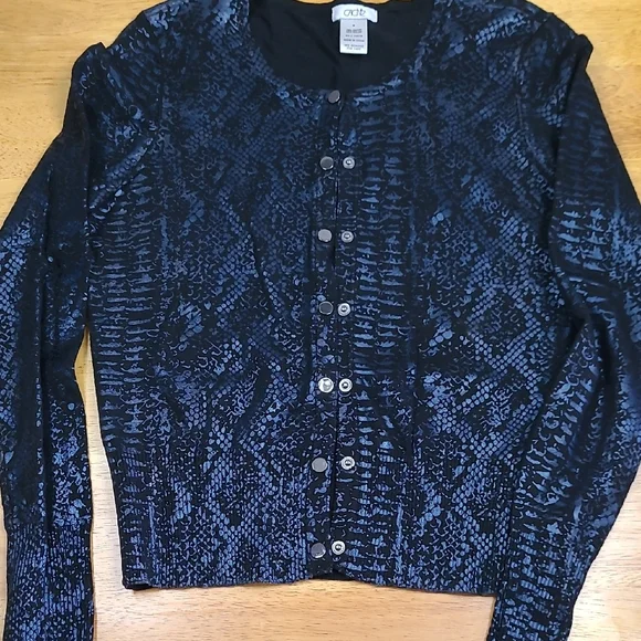 Cache Sweaters Cache Black And Blue Patterned Cardigan Poshmark